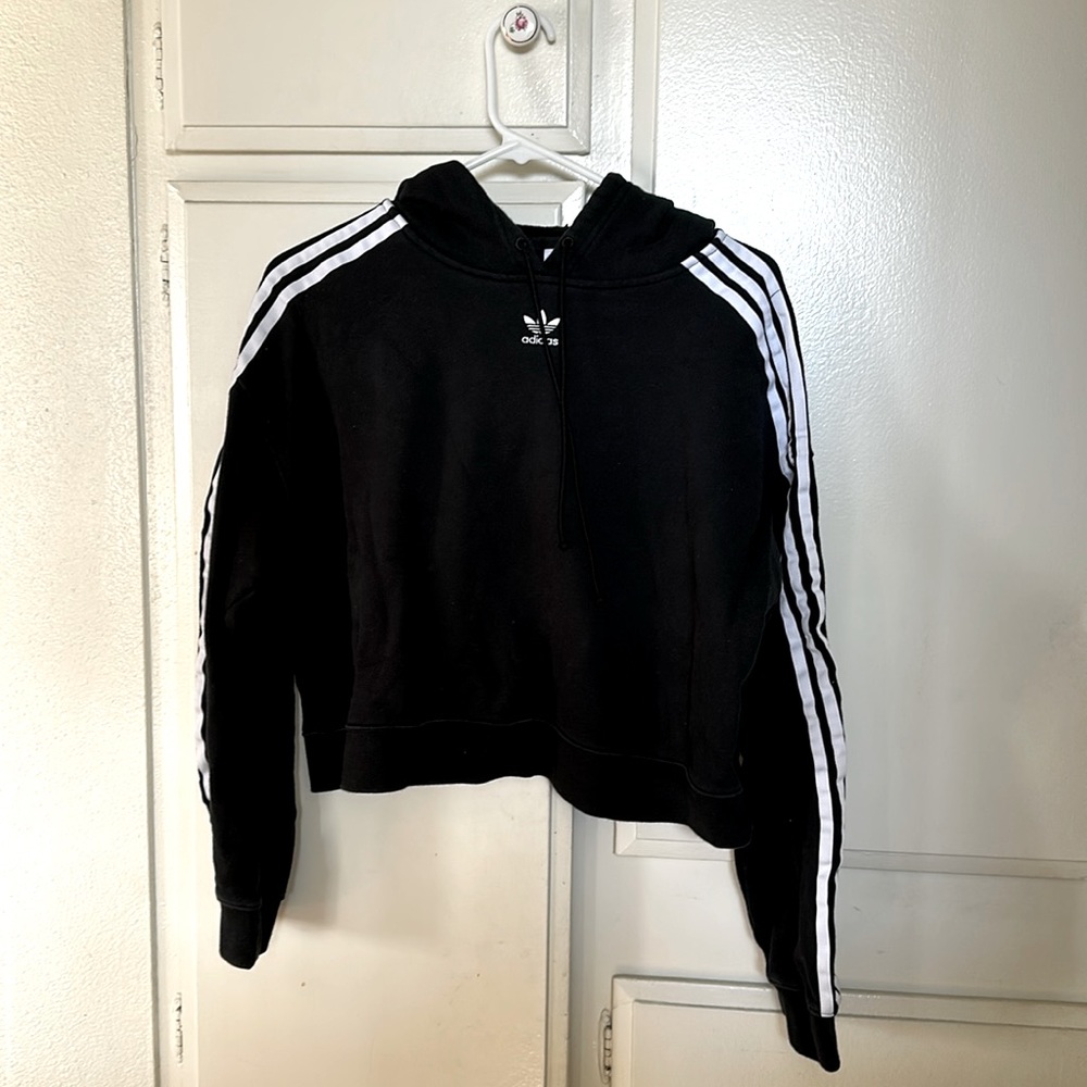 ADIDAS, Cropped Black Hoodie